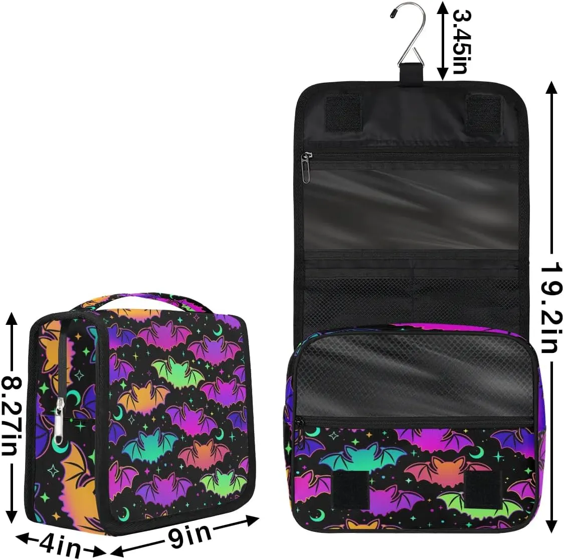 Hanging Toiletry Bag Halloween Bat Women Travel Makeup Bag Organizer Toiletries Bag for Travel Size Essentials Accessories Cosmetics