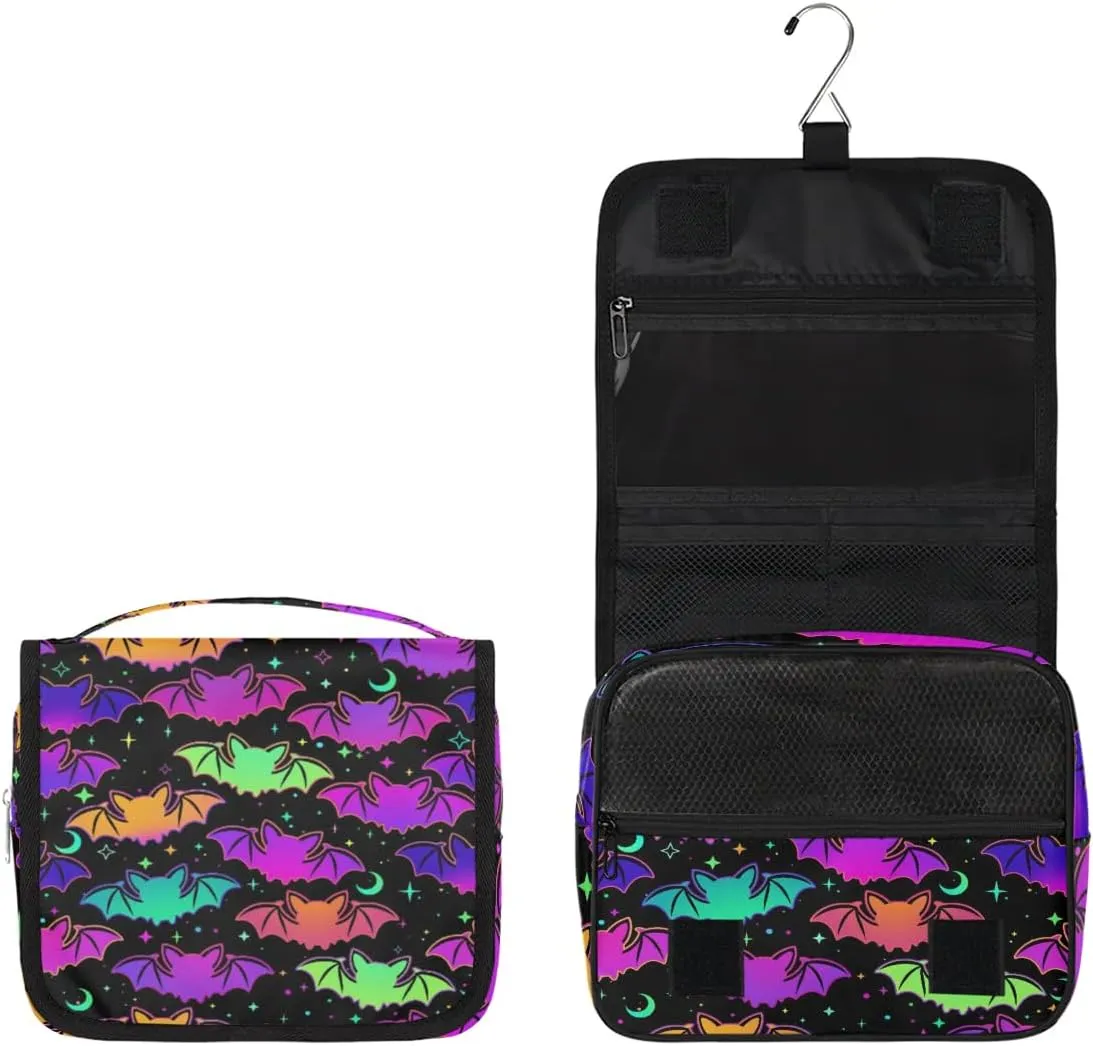 Hanging Toiletry Bag Halloween Bat Women Travel Makeup Bag Organizer Toiletries Bag for Travel Size Essentials Accessories Cosmetics