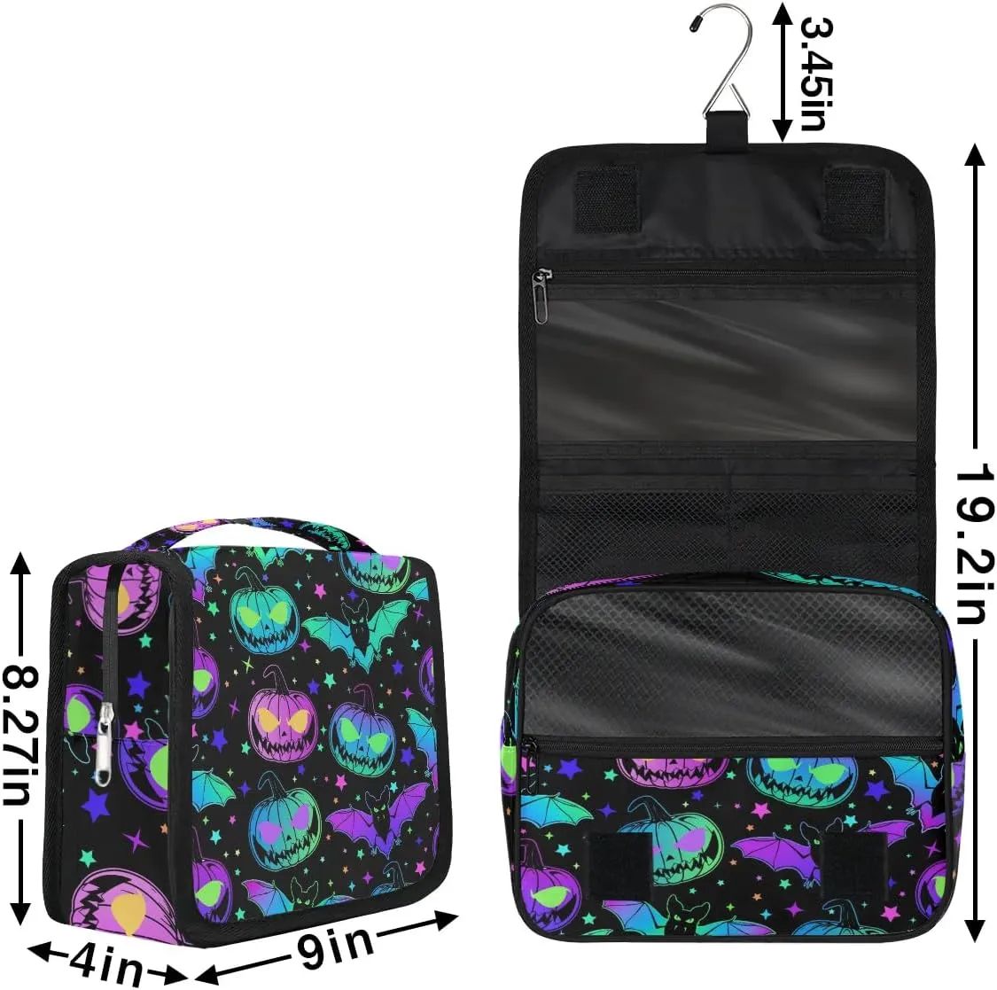 Hanging Toiletry Bag Halloween Pumpkin Women Travel Makeup Bag Organizer Toiletries Bag for Travel Size Essentials Accessories Cosmetics