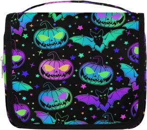Hanging Toiletry Bag Halloween Pumpkin Women Travel Makeup Bag Organizer Toiletries Bag for Travel Size Essentials Accessories Cosmetics
