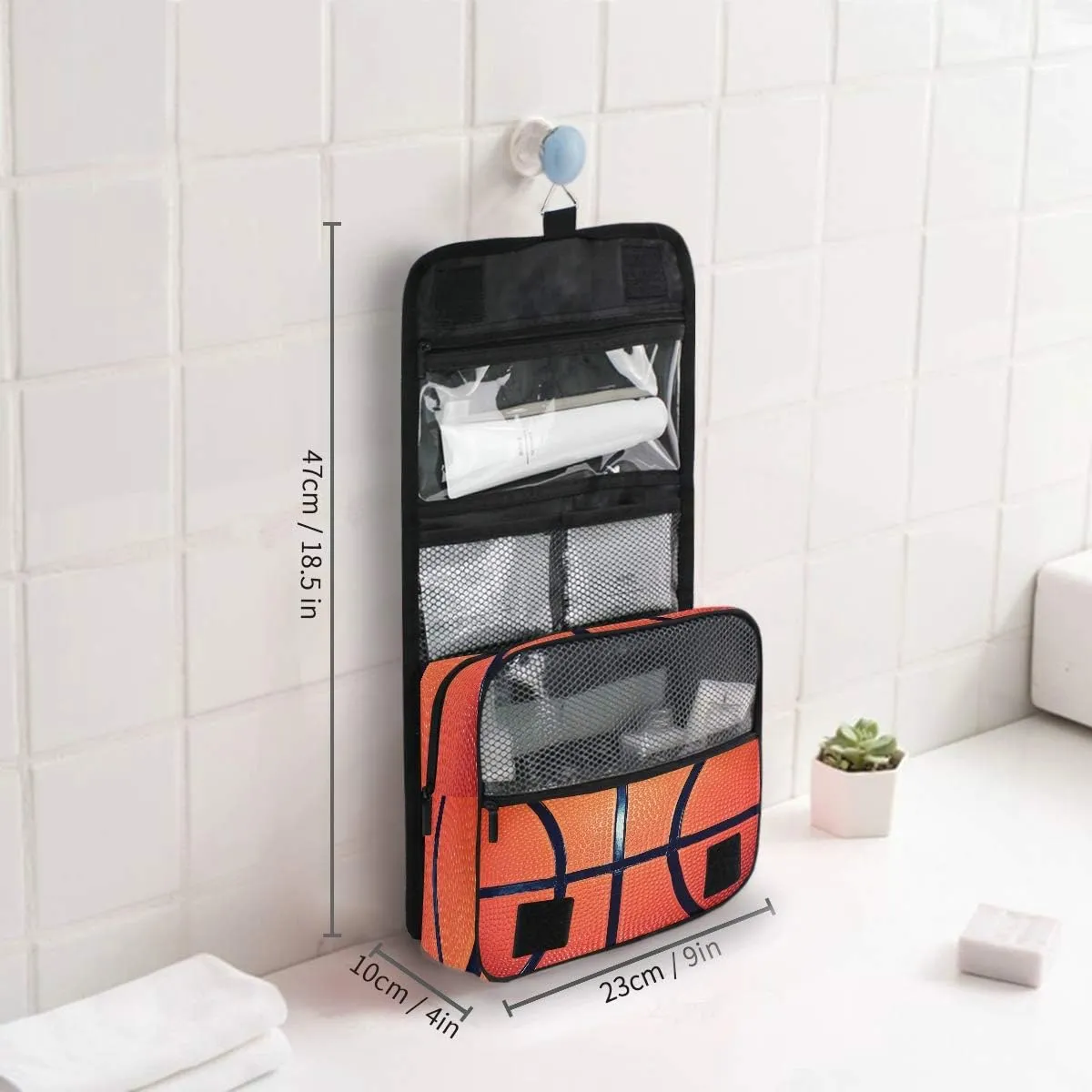 Hanging Toiletry Bag Sport Ball Basketball Portable Travel Cosmetic Makeup Bag Bathroom Shower Shaving Kit Organizer Bag for Men Women