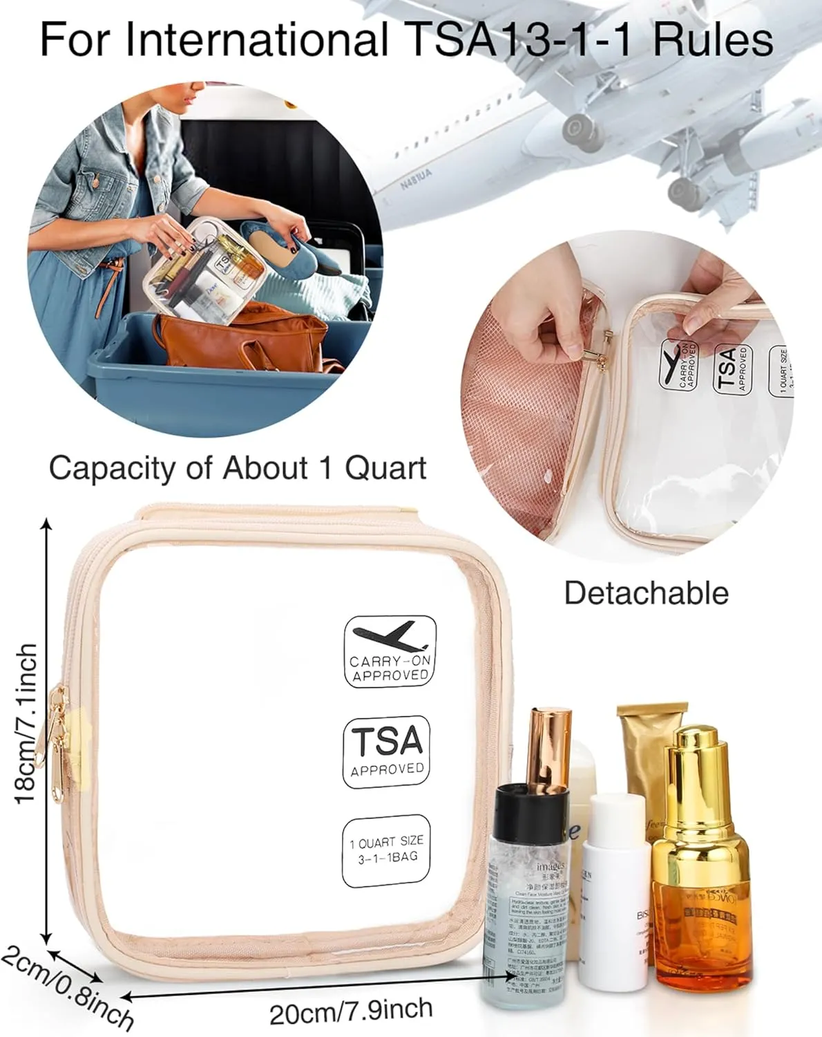 Hanging Toiletry Bag Travel Makeup Bag TSA Approved Clear Bag for Toiletries Waterproof Cosmetic Bag Toiletry Bag for Women Men Travel Toiletry Organizer for Bathroom Shower