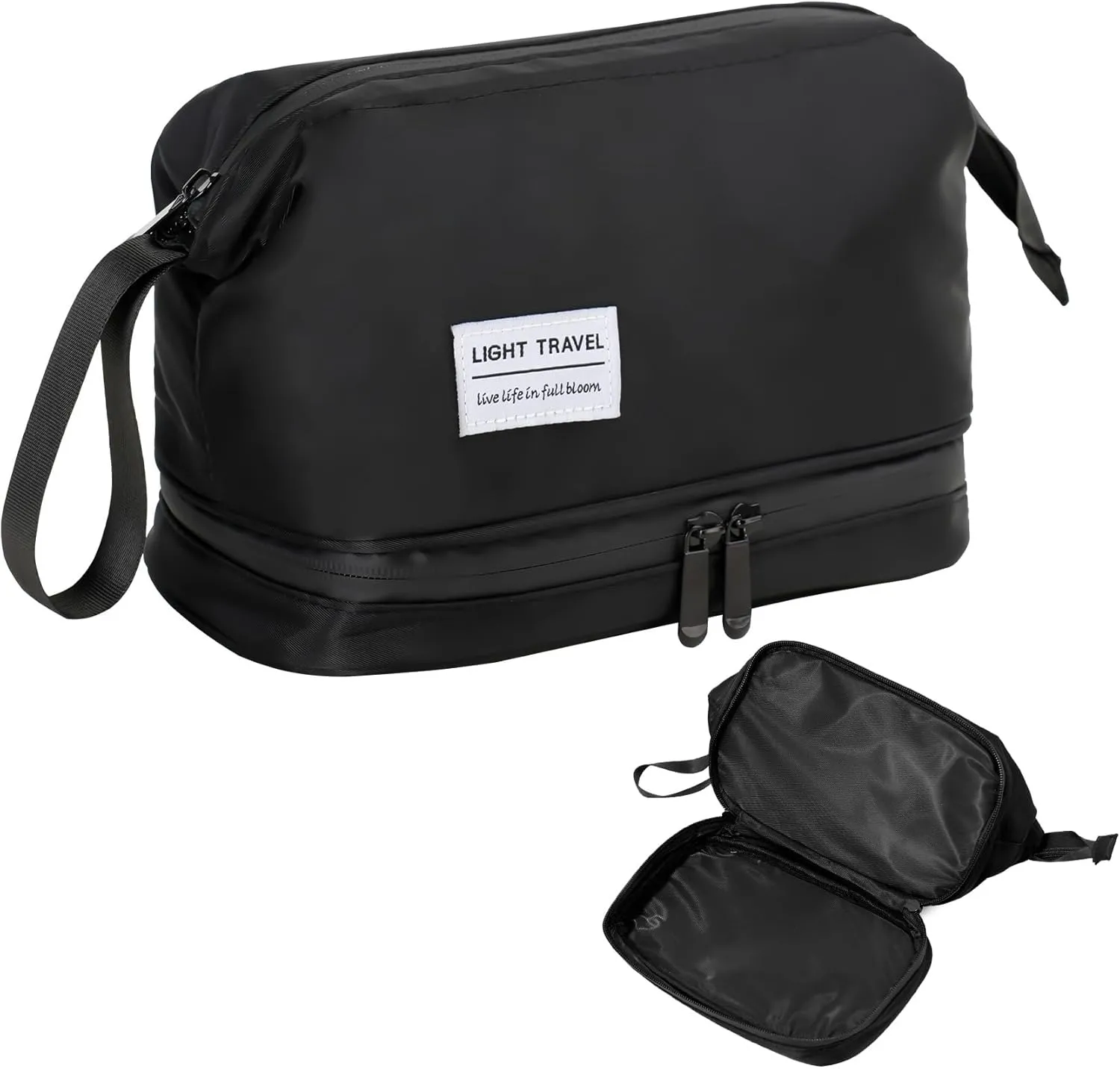Hanging Travel Toiletry Bag for Men,Shaving Bag,Waterproof,Dry Wet Separation,Large Capacity, 8.66 x 4.92 x 6.5 In, Suitable for Accessoriestravel Toiletry Organizer(Men, Jet Black)