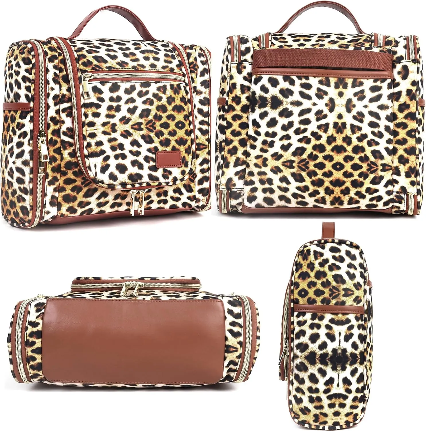 Hanging Travel Toiletry Bag For Women, Leopard Print Toiletries Bag For Travel Essential,Large Capacity Toiletries Organizer Kit For Cosmetics And Makeup