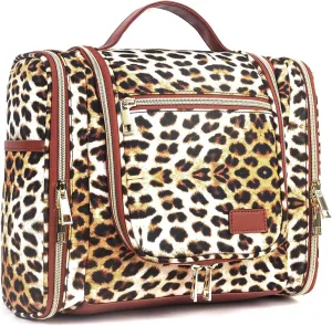 Hanging Travel Toiletry Bag For Women, Leopard Print Toiletries Bag For Travel Essential,Large Capacity Toiletries Organizer Kit For Cosmetics And Makeup