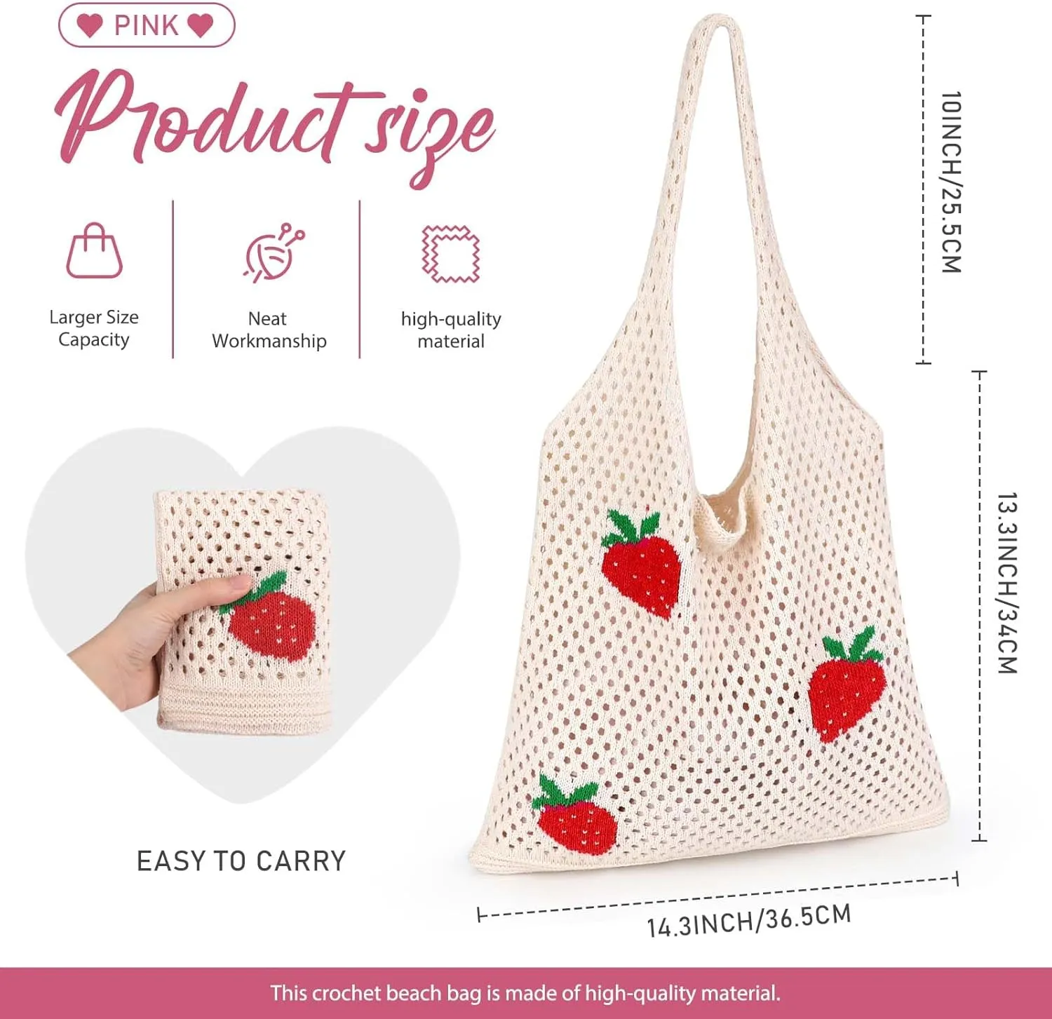 hatisan Crochet Bags for Women - Large Tote Aesthetic Handbag Shoulder Hippie Knit Bag