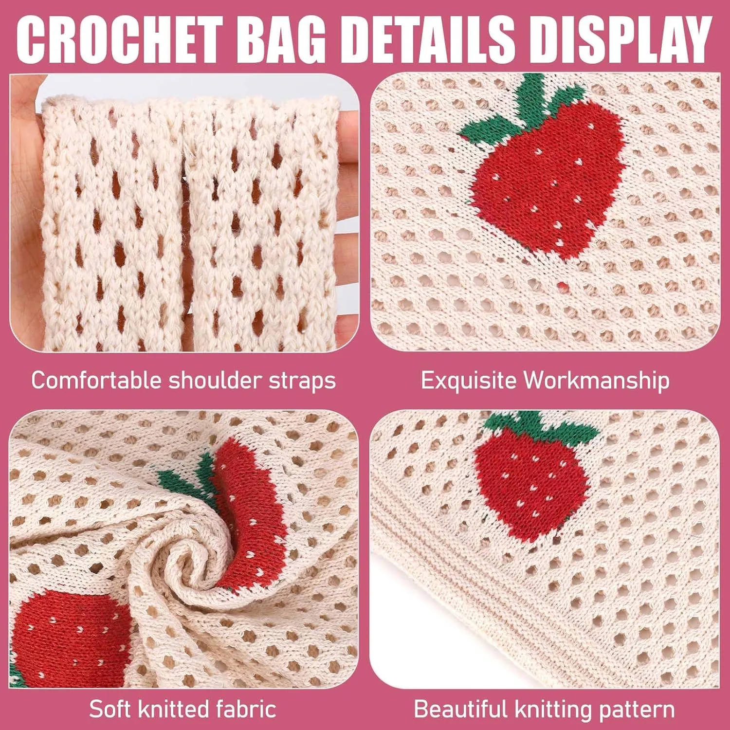 hatisan Crochet Bags for Women - Large Tote Aesthetic Handbag Shoulder Hippie Knit Bag