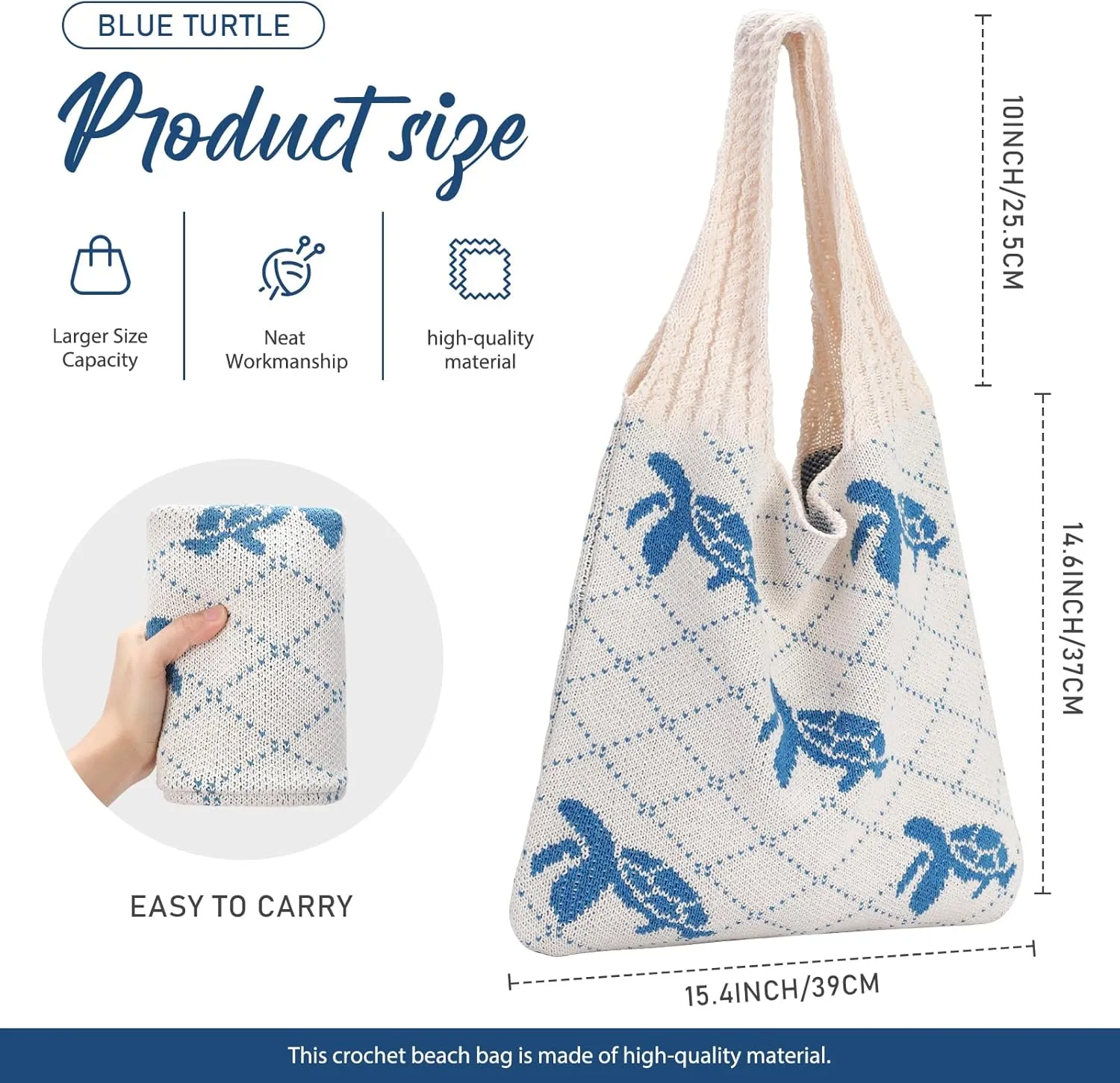 hatisan Crochet Bags for Women - Summer Beach Tote, Aesthetic Hippie Knit Bag