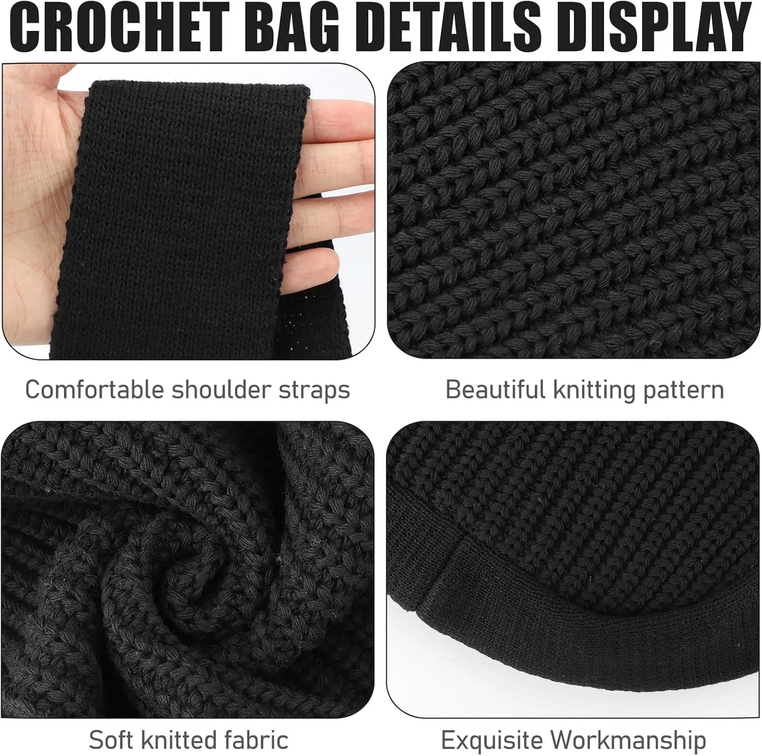 hatisan Crochet Bags for Women - Summer Beach Tote, Aesthetic Hippie Knit Bag
