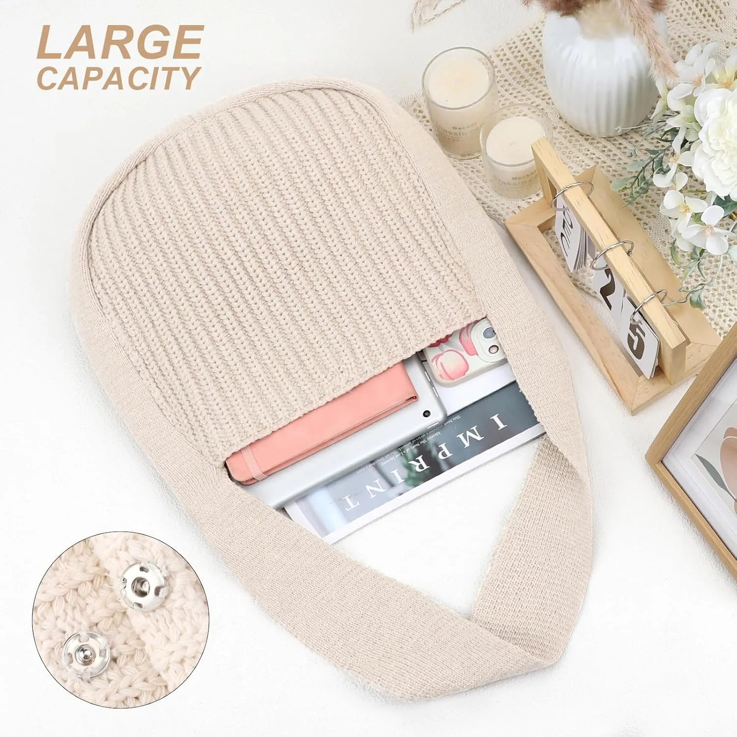 hatisan Crochet Bags for Women - Summer Beach Tote, Aesthetic Hippie Knit Bag