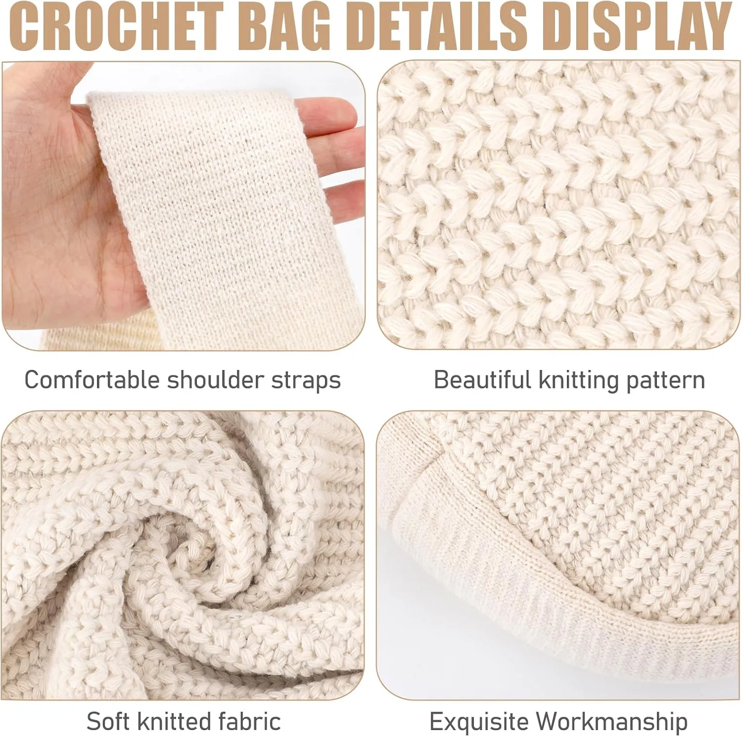 hatisan Crochet Bags for Women - Summer Beach Tote, Aesthetic Hippie Knit Bag