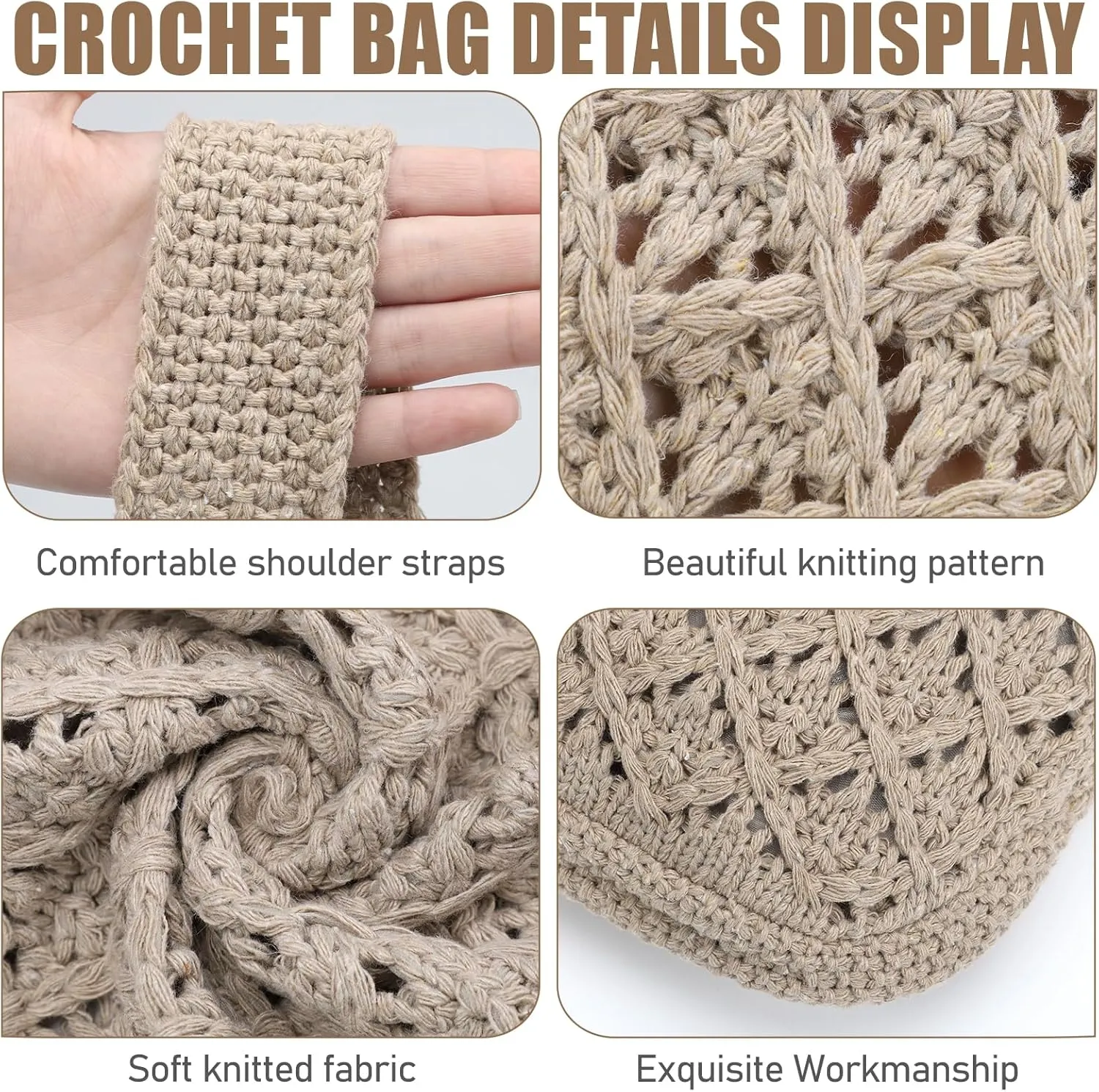 Hatisan Women's Crochet Tote Bags - Large Aesthetic Knit Shoulder Handbags