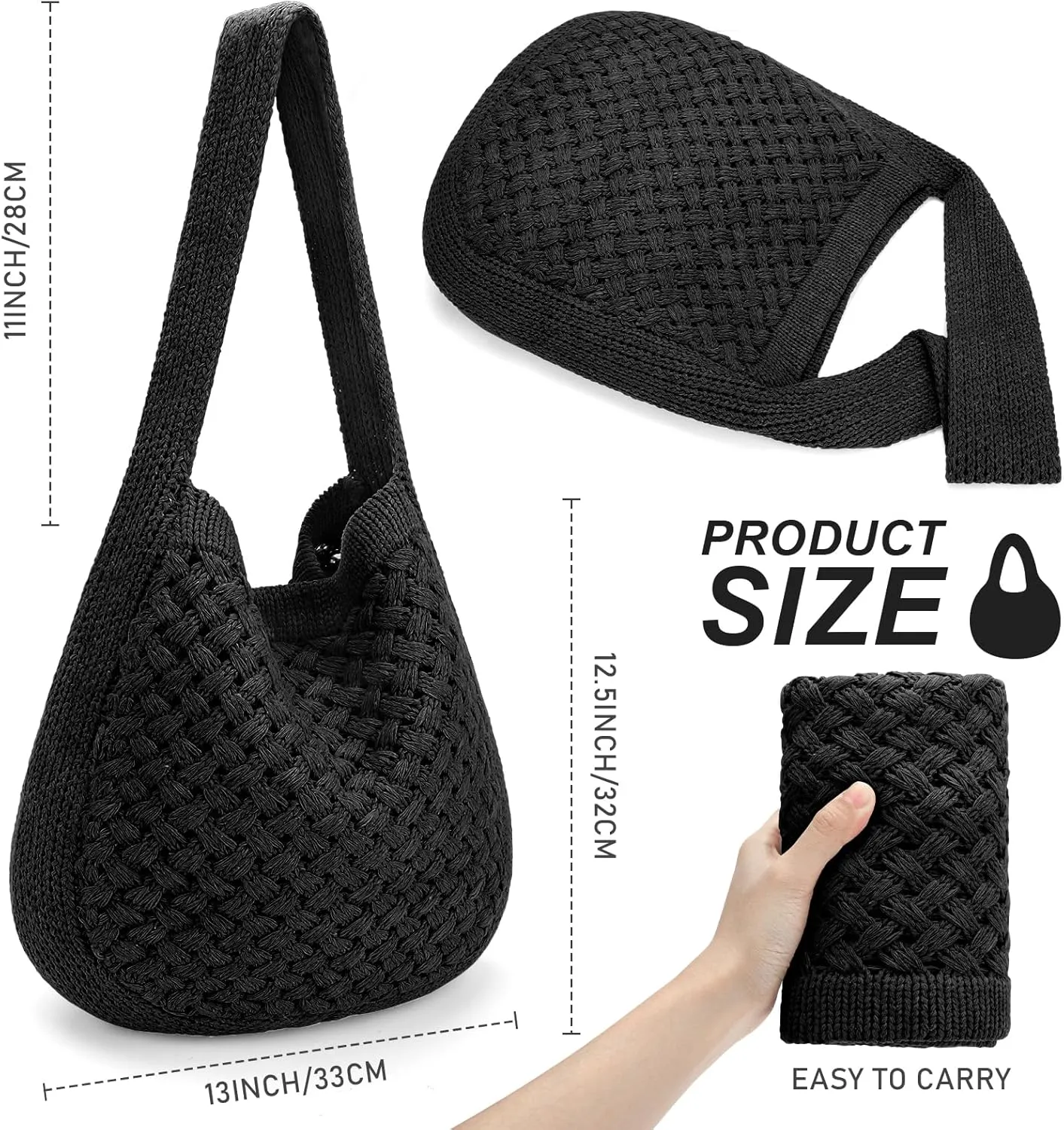 Hatisan Women's Crochet Tote Bags - Large Aesthetic Knit Shoulder Handbags