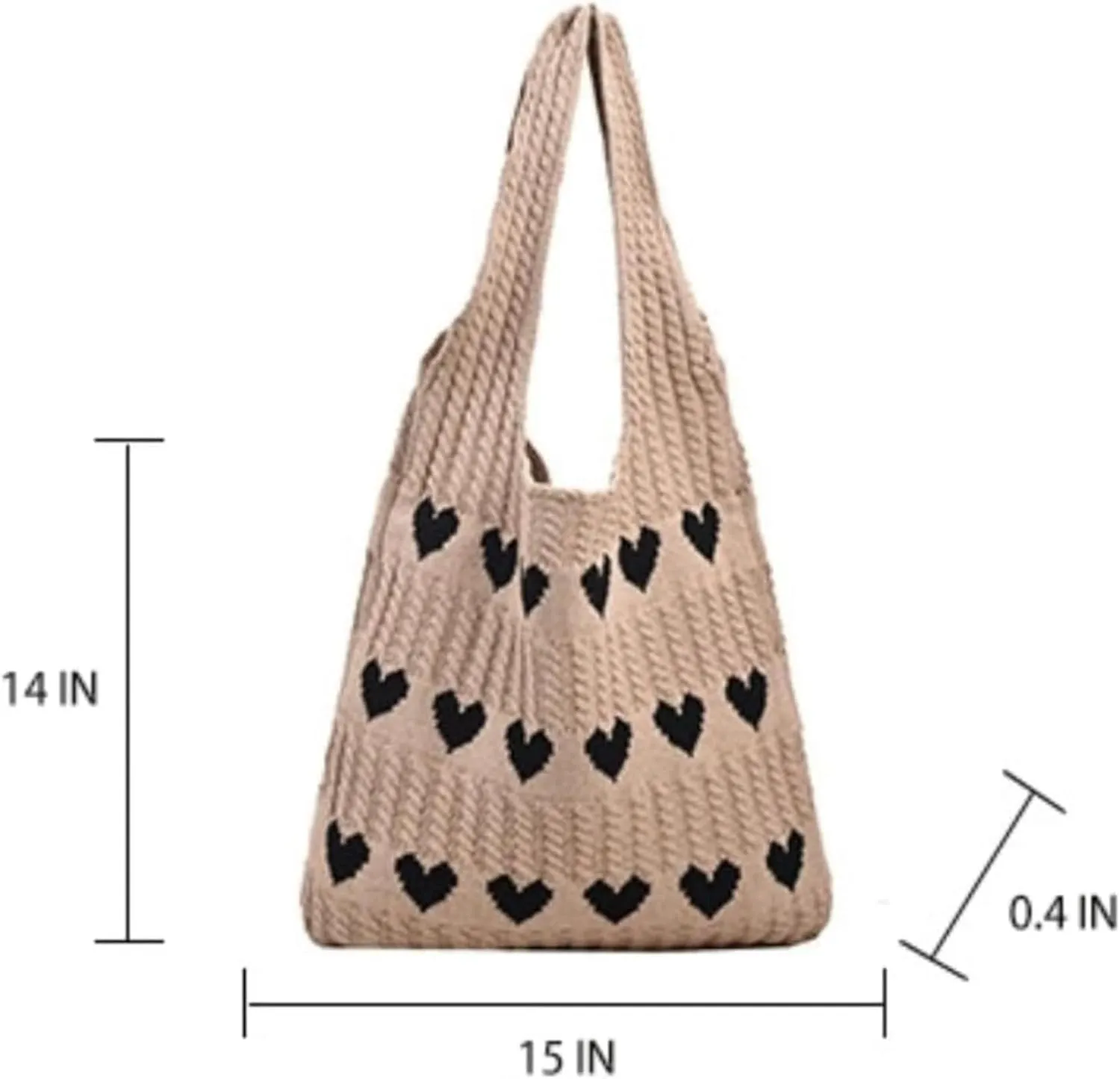 Heart Graphic Cute Tote Bags for Women Aesthetic Crochet Shoulder Handbags for Women Casual Beach