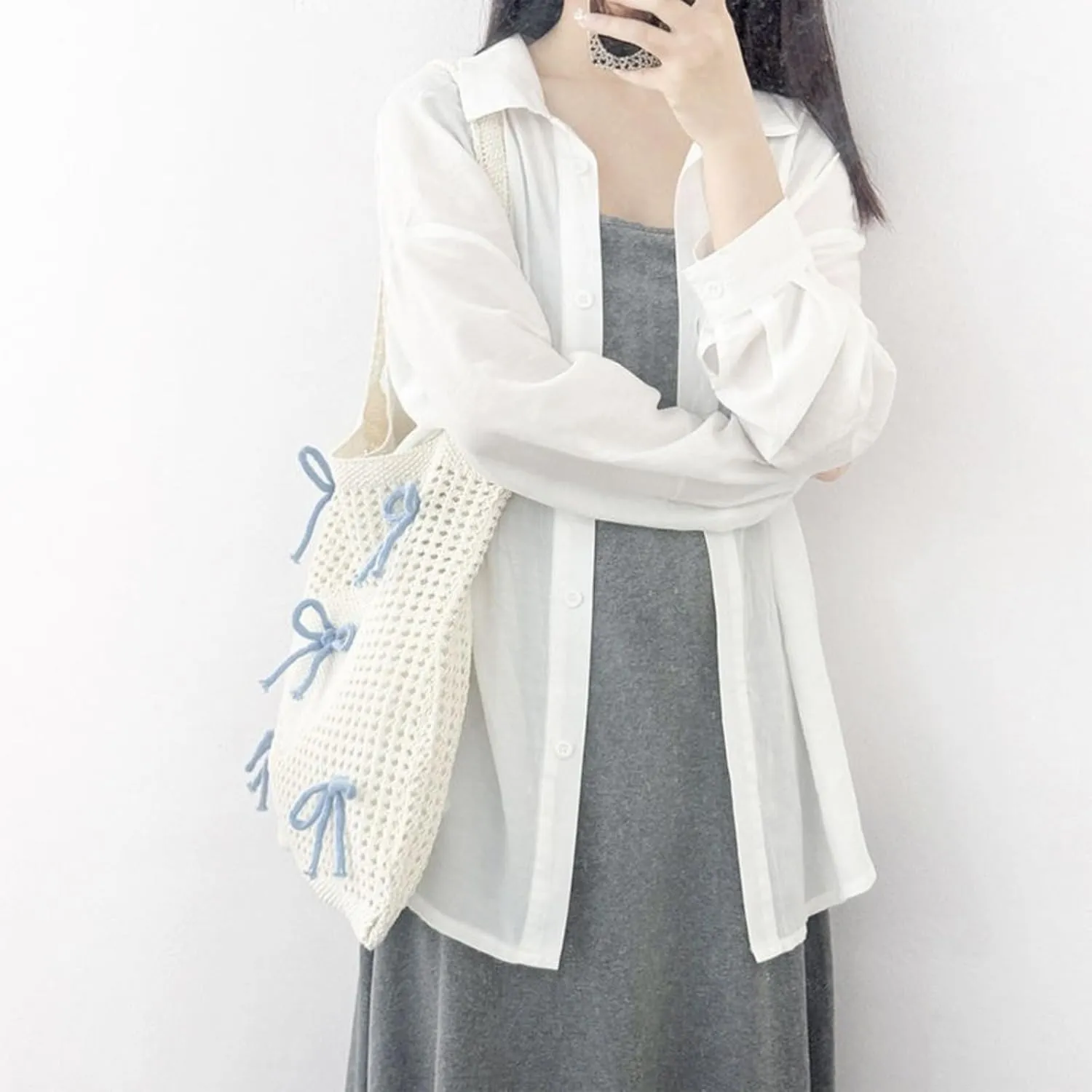 Heart Graphic Cute Tote Bags for Women Aesthetic Crochet Shoulder Handbags for Women Casual Beach