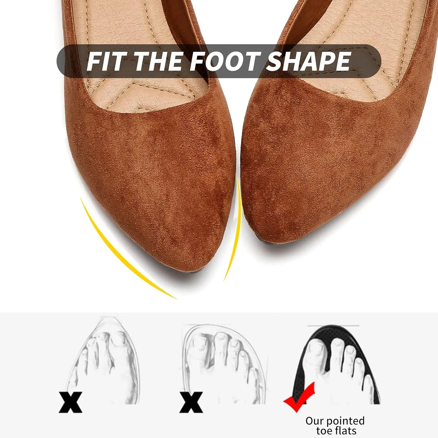 HEAWISH Women’s Black Flats Shoes Comfortable Suede Pointed Toe Slip On Casual Ballet Flats Dress Shoes Nude Flats