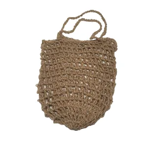 Hemp Knitt String Shopping Bags Reusable Washable - Straw Shoulder Bag Boho Straw Handle Tote (1 piece per pack)