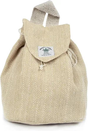 Hemp small bag for women Light Weight Adjustable strap string closure cute backpack Bag for travel casual daypack (Beige)