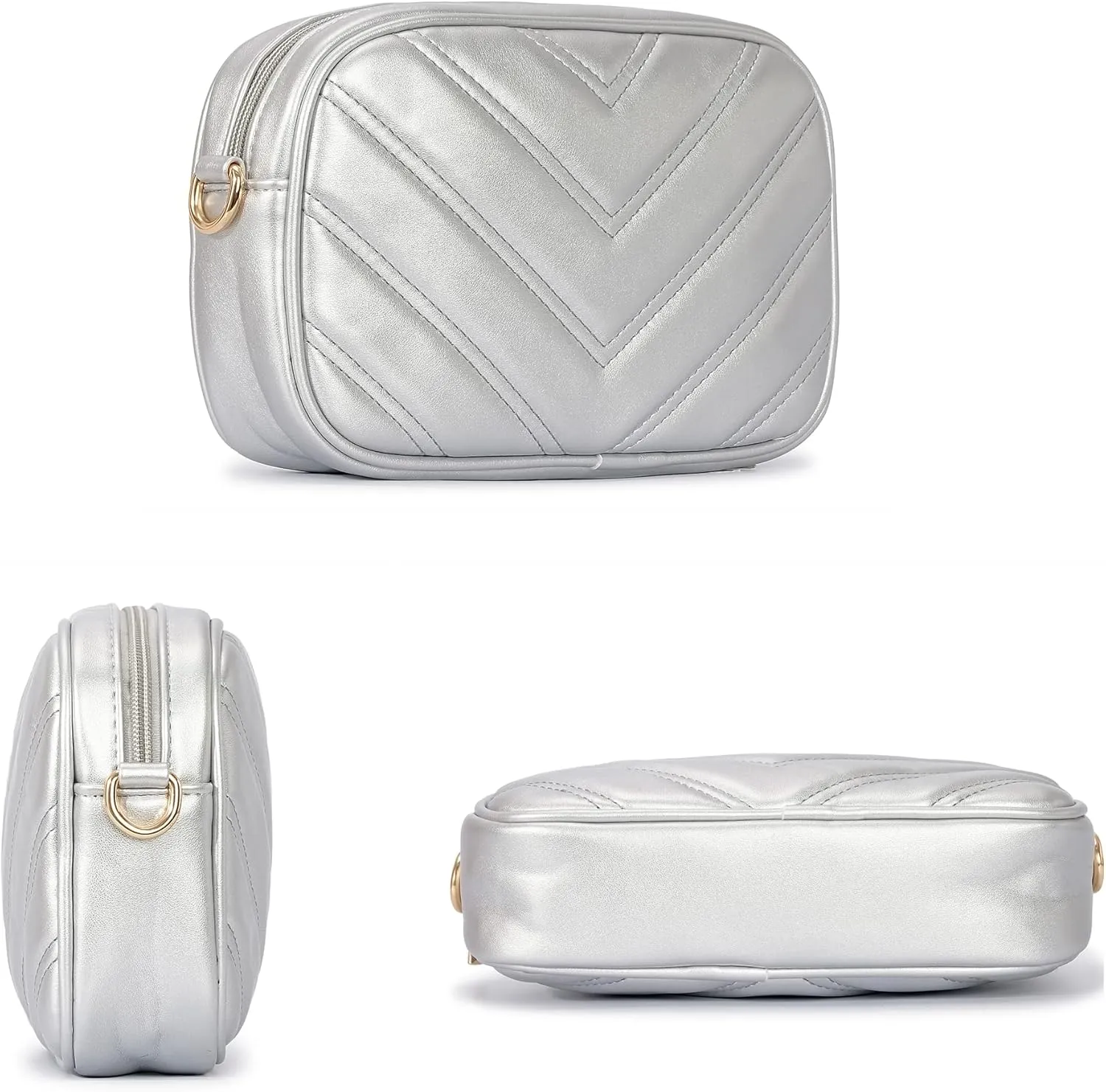 Herald Chevron Quilted Small Crossbody Bag with Coin Purse Pouch, Women Square Camera Side Shoulder 2 Size Handbags