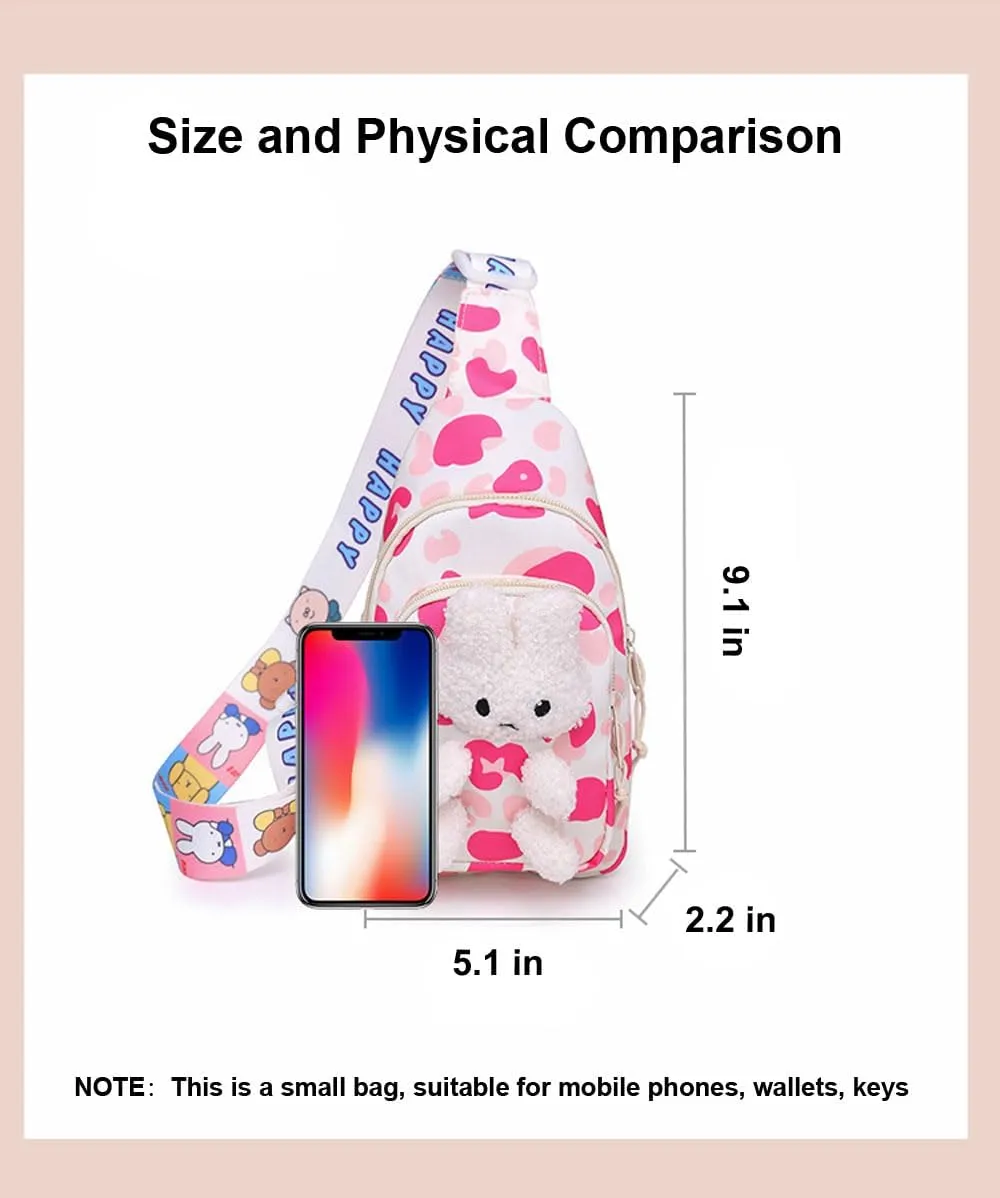 Hiflyer Kids Sling Bag, Kids Backpack Kawaii Bag Kids Travel Bag Chest Bag, Kids Crossbody Bag Mini Backpack for Girls (Dark Blue)