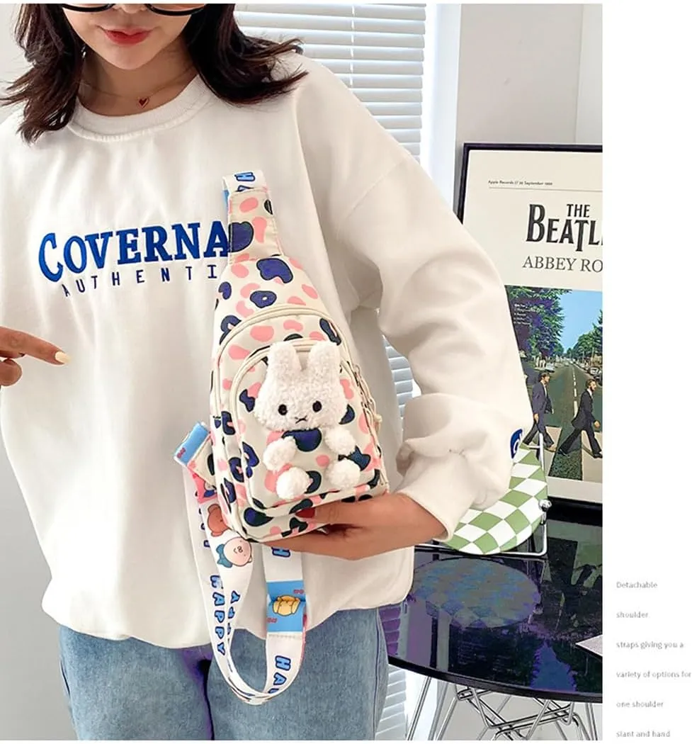 Hiflyer Kids Sling Bag, Kids Backpack Kawaii Bag Kids Travel Bag Chest Bag, Kids Crossbody Bag Mini Backpack for Girls (Dark Blue)
