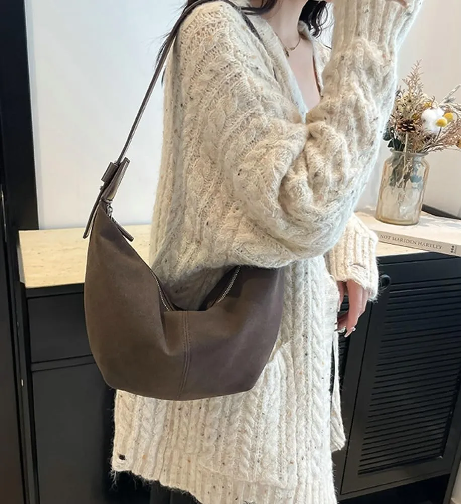 Hobo Bags for Women Crescent Bag Suede Tote Bag Suede Bag Slouchy Shoulder Bag Trendy Crossbody Bags for Women 2024