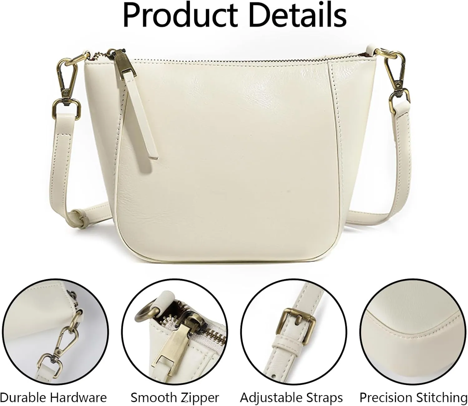 Hobo Bags for Women, Genuine Leather Crossbody Purse with Adjustable Strap, Lightweight Shoulder Bag