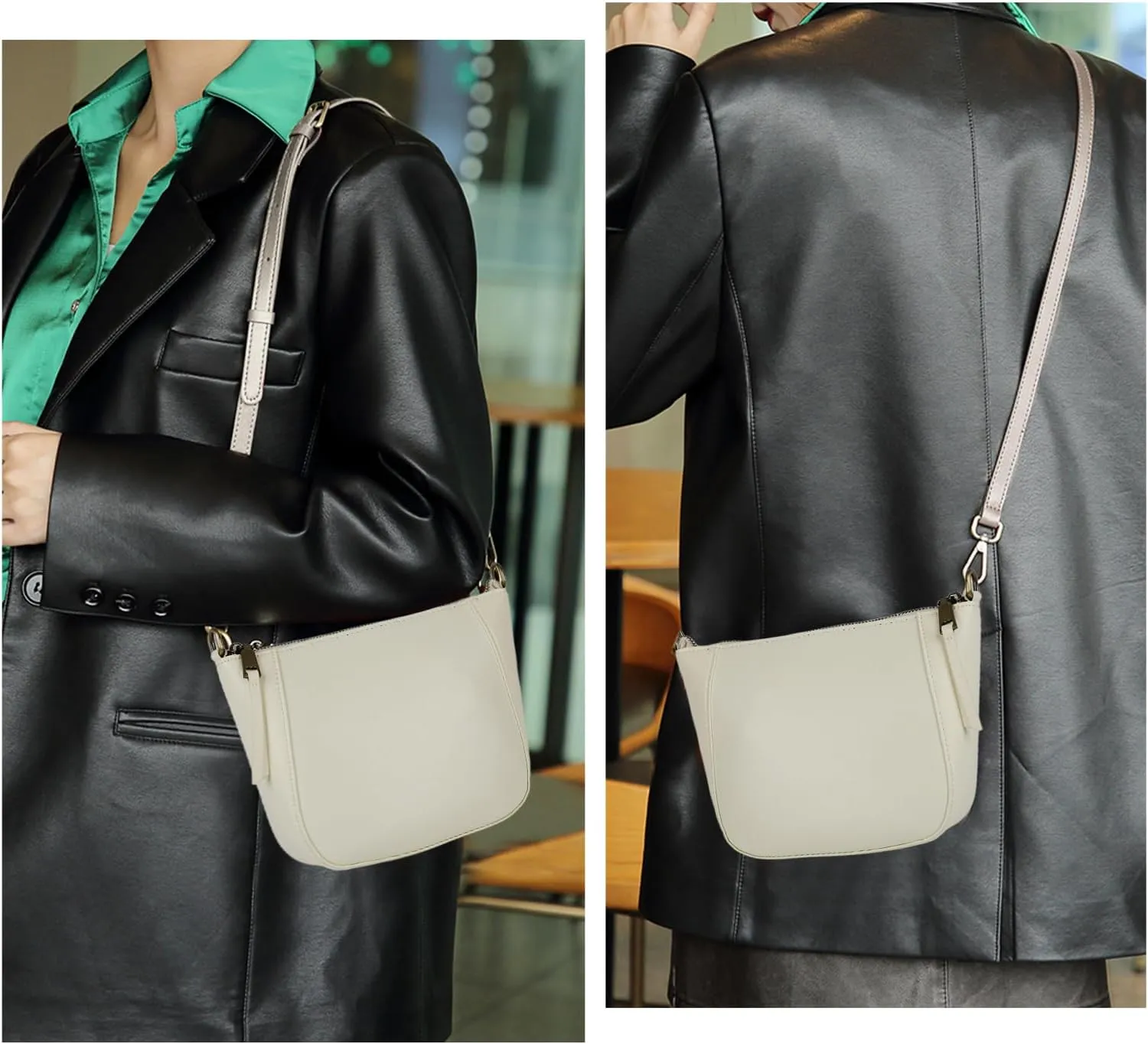 Hobo Bags for Women, Genuine Leather Crossbody Purse with Adjustable Strap, Lightweight Shoulder Bag