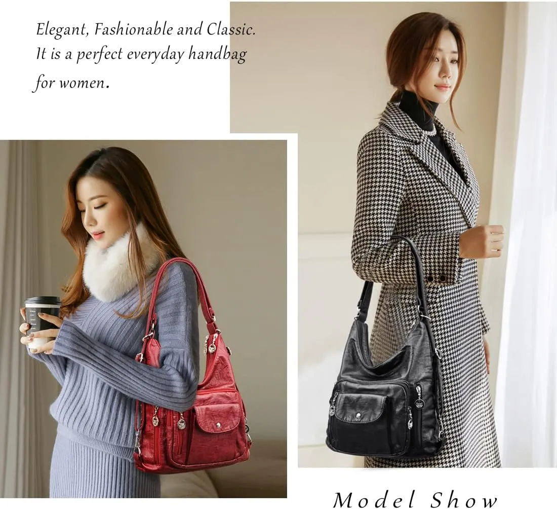 Hobo Bags for Women Large Purse and Handbags Soft PU Leather Women's Shoulder Bags with Multi Pockets Crossbody Bag