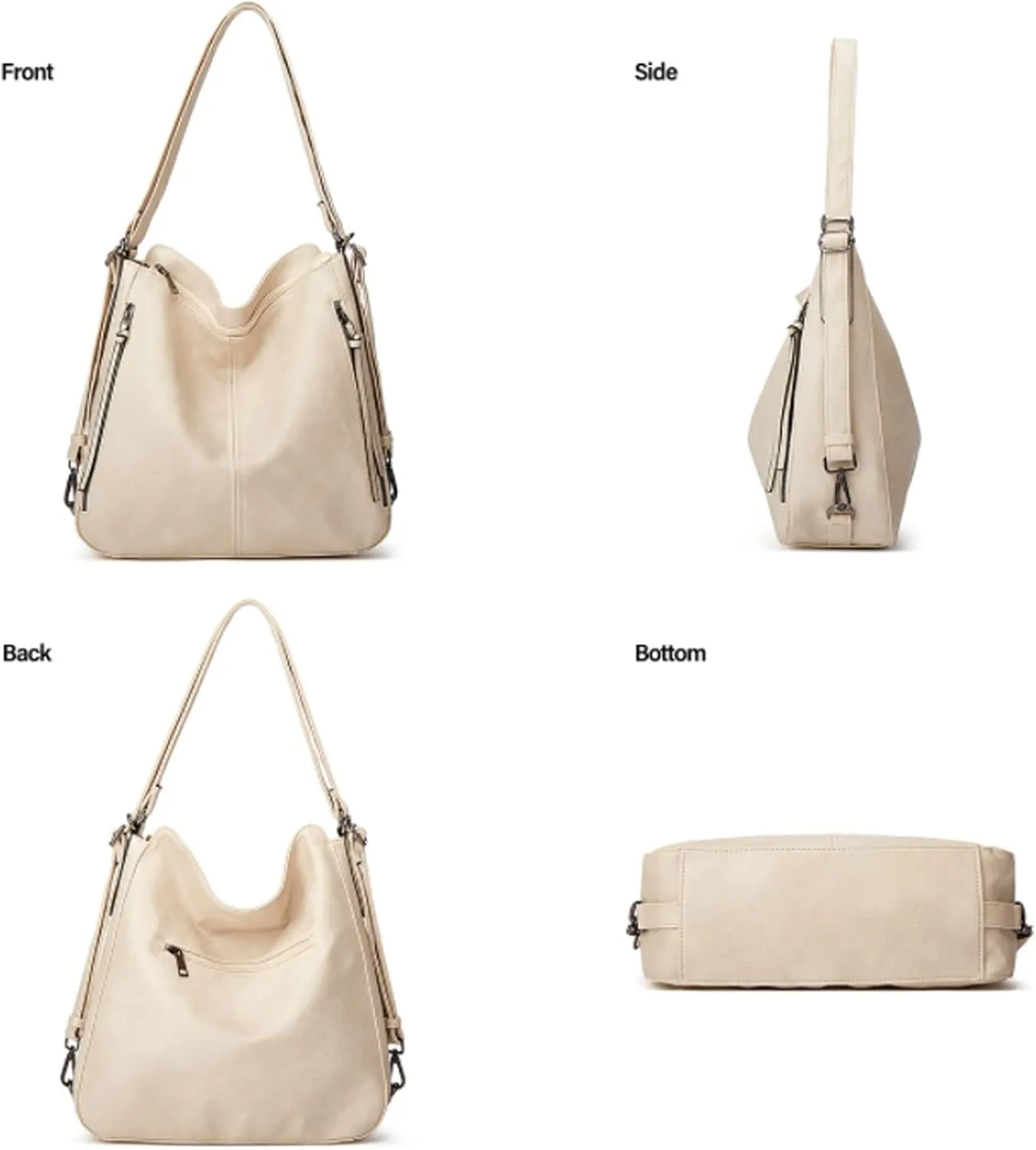 Hobo Tote Shoulder Bag Purses 3pcs for Women PU Retro Backpack Handbag Satchel Clutch Wallet