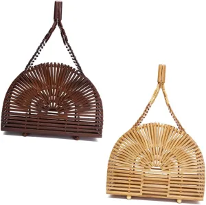 Hollow Handmade Semicircle Cage Bag Stylish Woven Beach Handbag Colors for Summer Holidays Durable Design present for Women