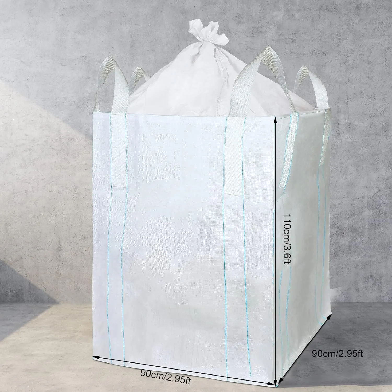 Hoolerry 6 Pcs FIBC Bag Bulk Sack Bulk Bag for Construction Dumpster Sand 1 Ton 3300lbs 35x35x43 in Heavy Duty Large Sand Sacks with Duffle Bottom and Handle for Industrial Transport
