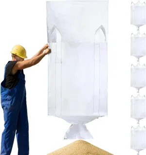 Hoolerry 6 Pcs FIBC Bag Bulk Sack Bulk Bag for Construction Dumpster Sand 1 Ton 3300lbs 35x35x43 in Heavy Duty Large Sand Sacks with Duffle Bottom and Handle for Industrial Transport