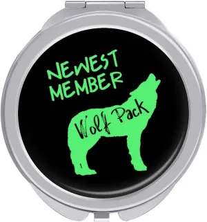 Howling Wolf Newest Member Wolfpack Travel Makeup Mirror 2" Portable Round Folding Vanity Mirrors for Handbag Pocket Wallet