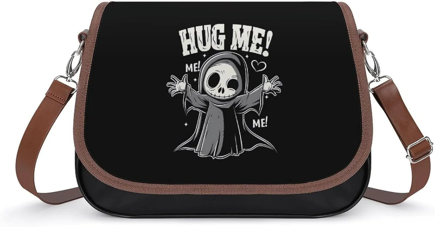 Hug Grim Reaper Trendy Crossbody Bags Purses for Women Casual Shoulder Handbags with Adjustable Wide Strap