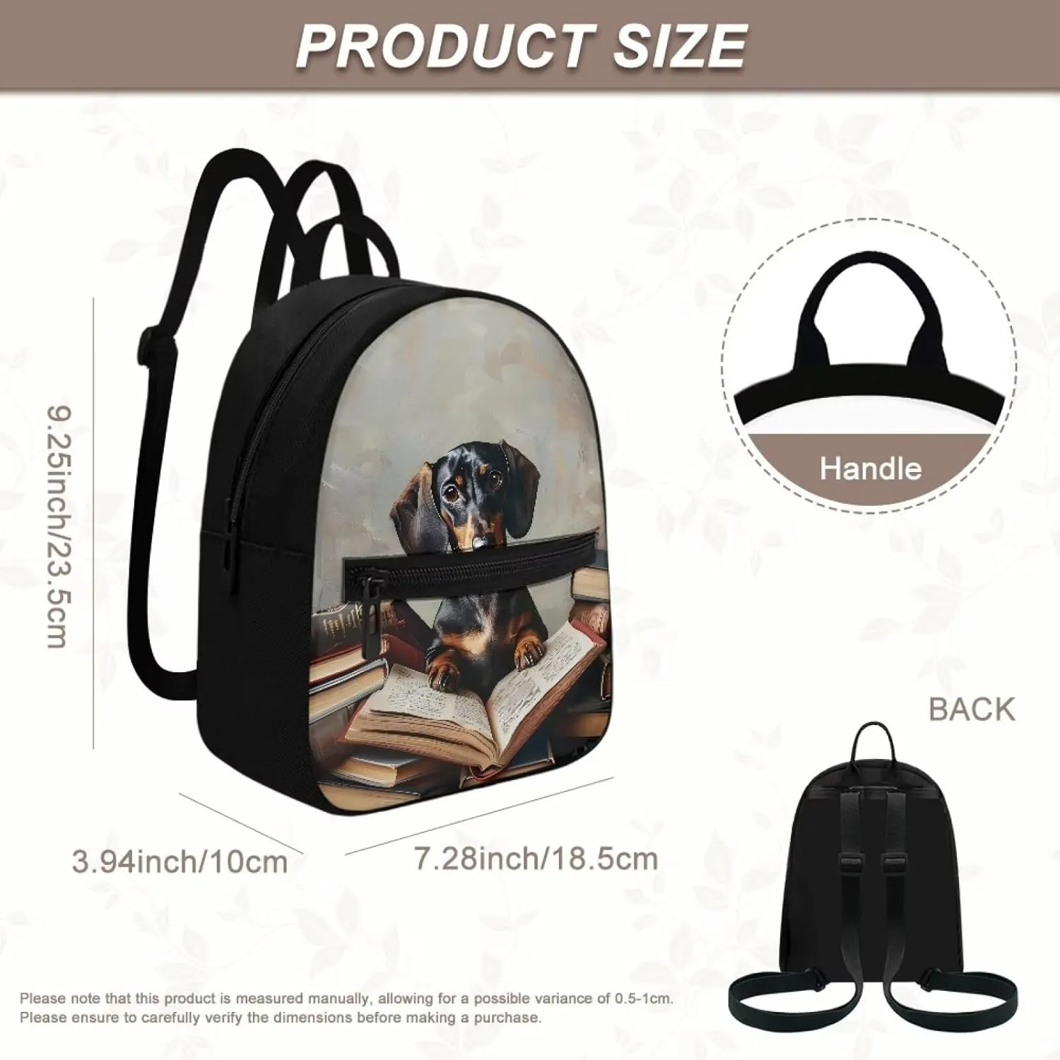HUGS IDEA Cute Dachshund Mini Backpacks for Women Small Cell Phone Backpack for Travel Daypack Lightweight Shoulder Bag with Adjustable Strap Back Pack Handbag Accessories