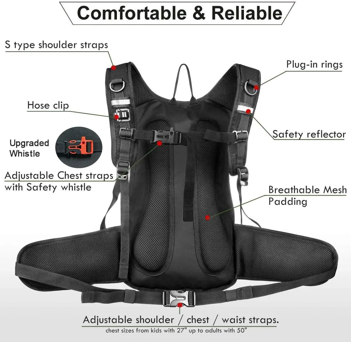 Hydration Pack, Insulated Hydration Backpack with 2L BPA Free Water Bladder and Storage, Hiking Backpack for Men, Women, Kids for Running, Cycling, Camping - Keep Liquid Cool up to 5 Hours