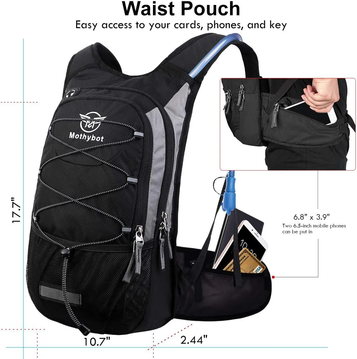 Hydration Pack, Insulated Hydration Backpack with 2L BPA Free Water Bladder and Storage, Hiking Backpack for Men, Women, Kids for Running, Cycling, Camping - Keep Liquid Cool up to 5 Hours