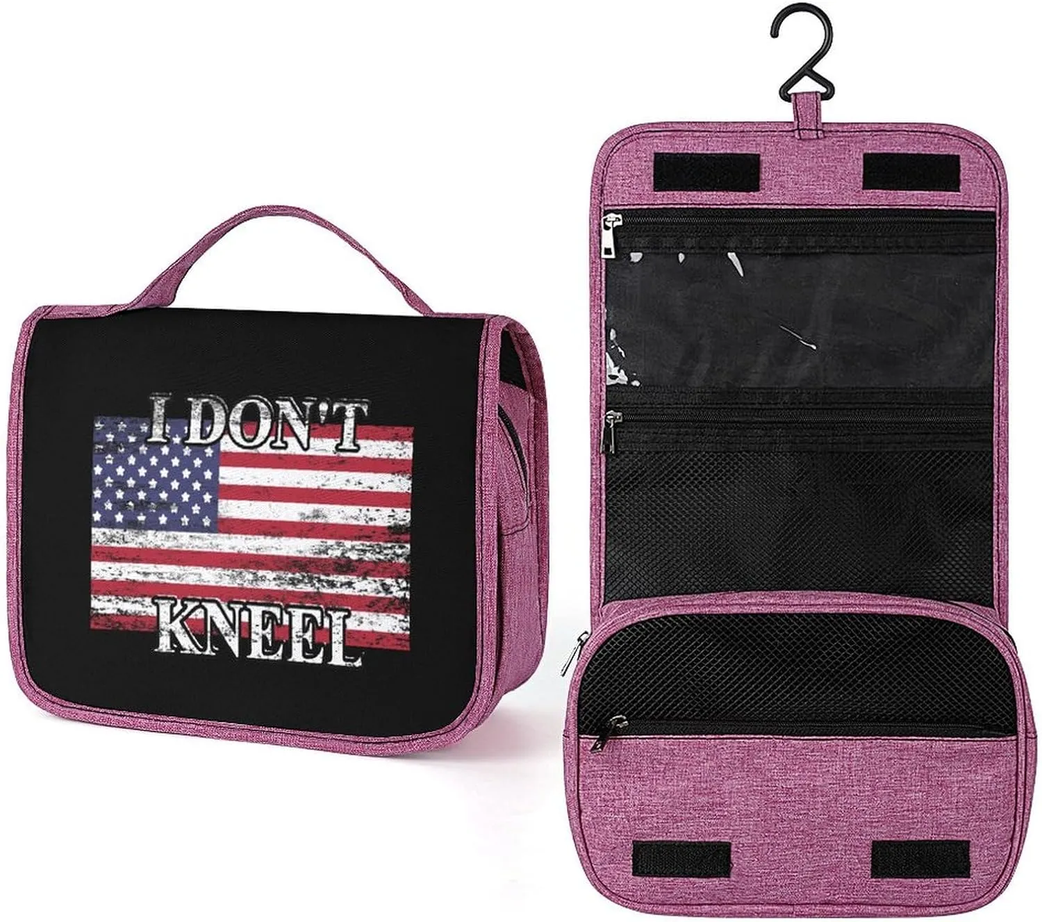 I Don't Kneel Makeup Bag Travel Toiletry Bag Waterproof Cosmetic Bag with Portable Hook Handbag