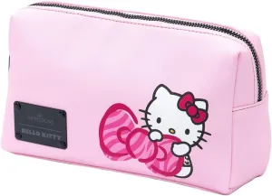 Impressions Vanity Hello Kitty Cosmetic Pouch with Waterproof Faux Leather,Zippered Bag For Travel Size Toiletries, Makeup Bag Organizer With Inside Pocket With Extra Slip Pocket (Pink Animal)