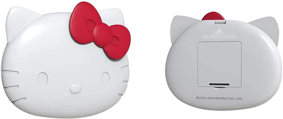 Impressions Vanity Hello Kitty Kawaii Compact Mirror with Touch Sensor Switch for Purse, LED Makeup Mirror with 2X Magnifying Top and Adjustable Brightness (White)