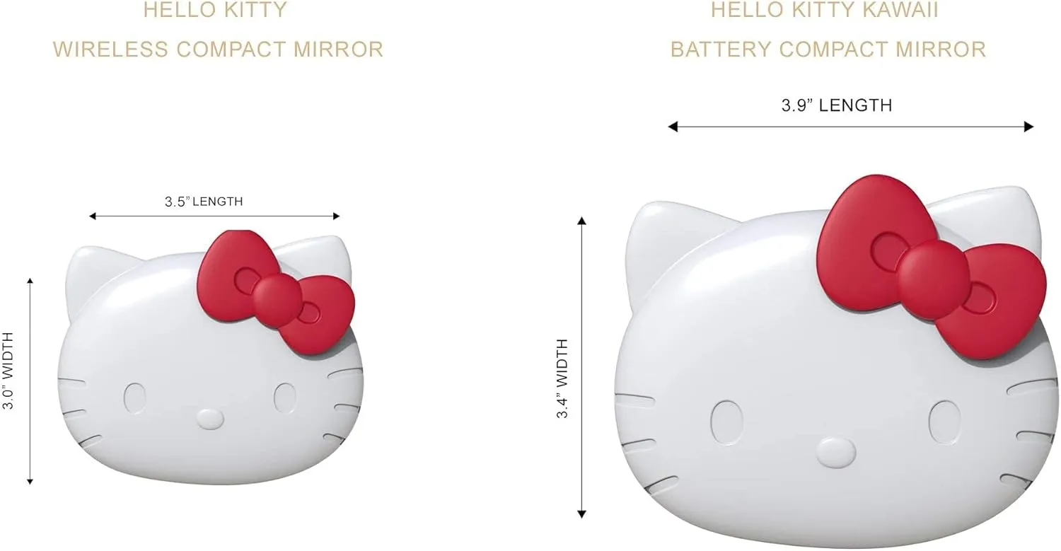 Impressions Vanity Hello Kitty Kawaii Compact Mirror with Touch Sensor Switch for Purse, LED Makeup Mirror with 2X Magnifying Top and Adjustable Brightness (White)