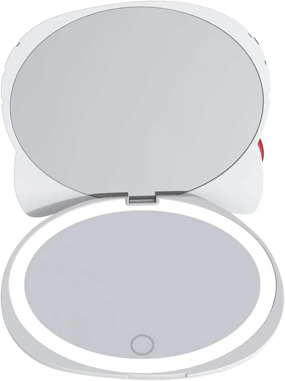 Impressions Vanity Hello Kitty Kawaii Compact Mirror with Touch Sensor Switch for Purse, LED Makeup Mirror with 2X Magnifying Top and Adjustable Brightness (White)