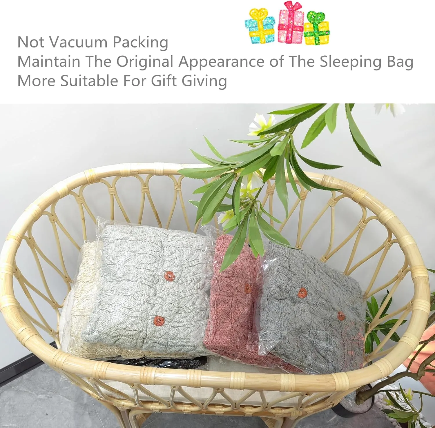 insular Warm Baby Sleeping Bag Envelope Winter Kid Sleepsack Footmuff Stroller Knitted Sleep Sack Newborn Knit Wool Swaddling Blanket (Beige)