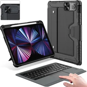 iPad Air 5th 4th Generation Case with Slide Camera Cover, Nillkin iPad Keyboard Case for iPad Pro 11 inch 1st/2nd/3rd/4 Gen, iPad Air Case with trackpad, Pencil Holder, Detachable Keyboard(Black)