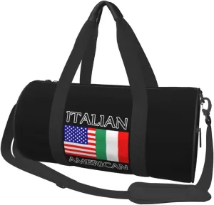 Italian American Flag Travel Duffle Bag Sports Bags Multipurpose Backpack Foldable Travel Bag Tote Bags