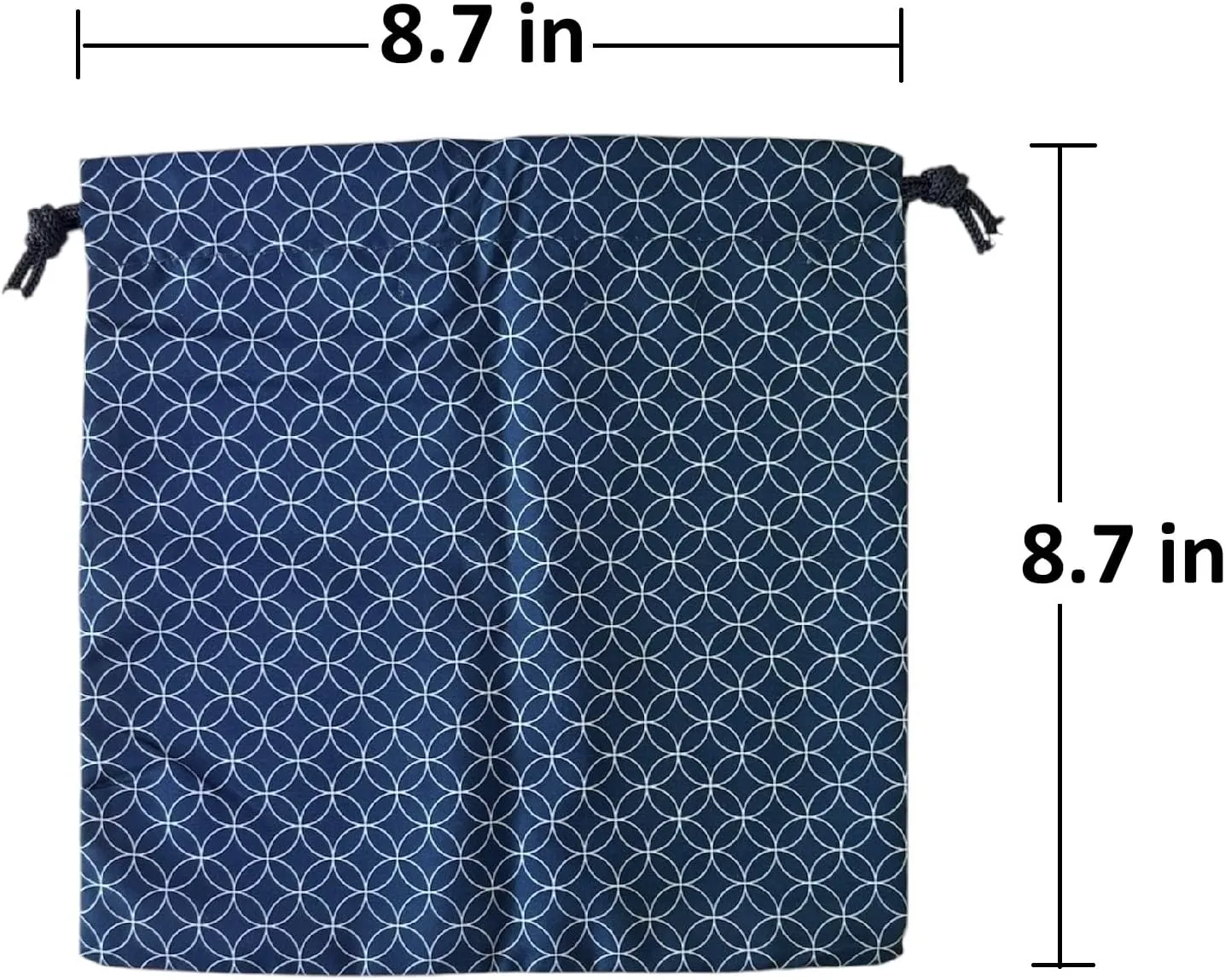 Japan Style Drawstring Pouch Japanese Fabric Kinchaku Pouch Cosmetic Bag Set of 2 Designs (Square)