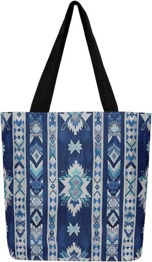 jejeloiu Southwestern Canvas Tote Bags 16"x20" Geometric Travel Bag Exotic Native American Large Capacity Shoulder Handbags