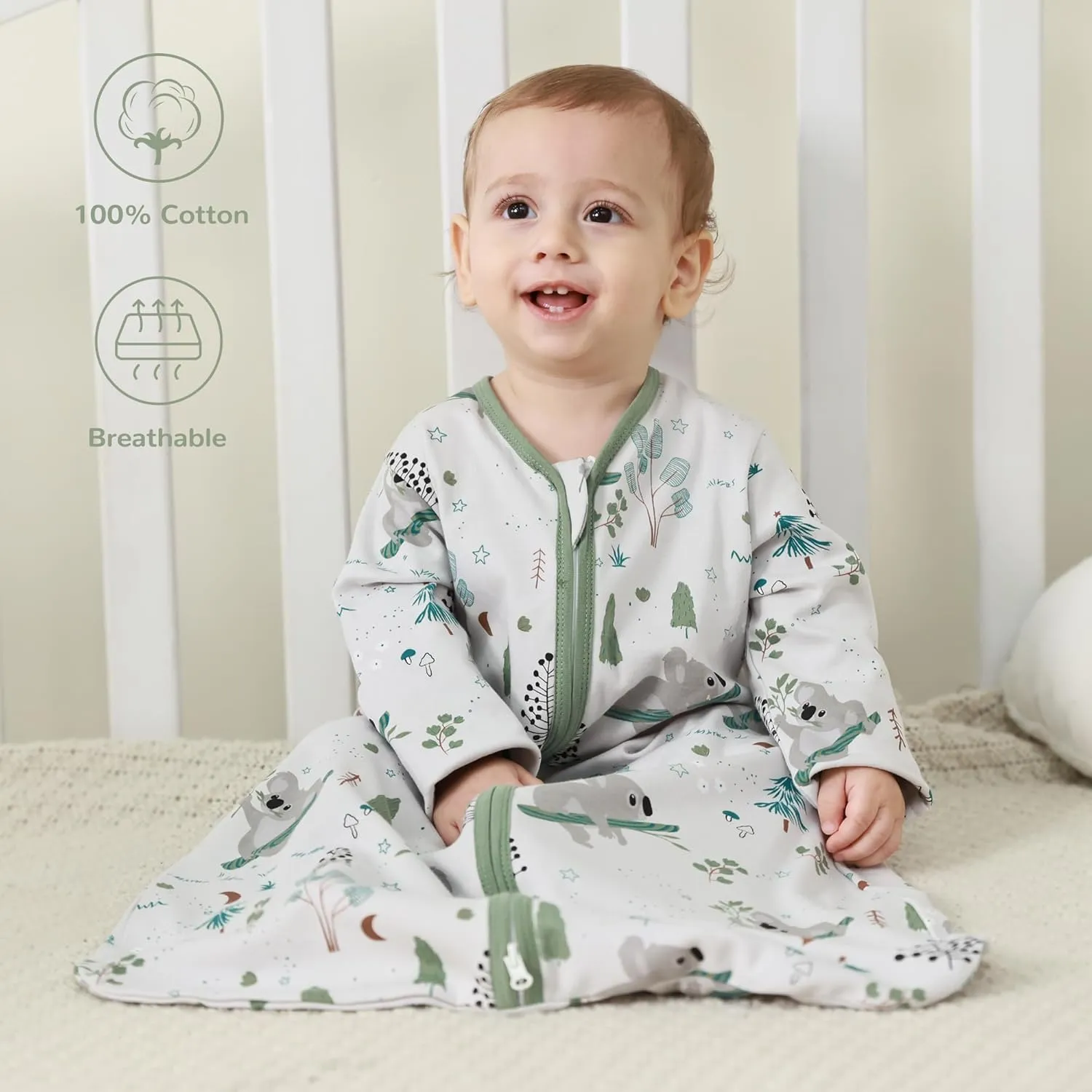 JELLYMONI Baby Sleep Sack 12-18 Months Wearable Blanket for Baby, 100% Cotton 2 Pack Infant Toddler Baby Wearable Blanket Lightweight Soft 2-Way Zipper Sleeping Sack