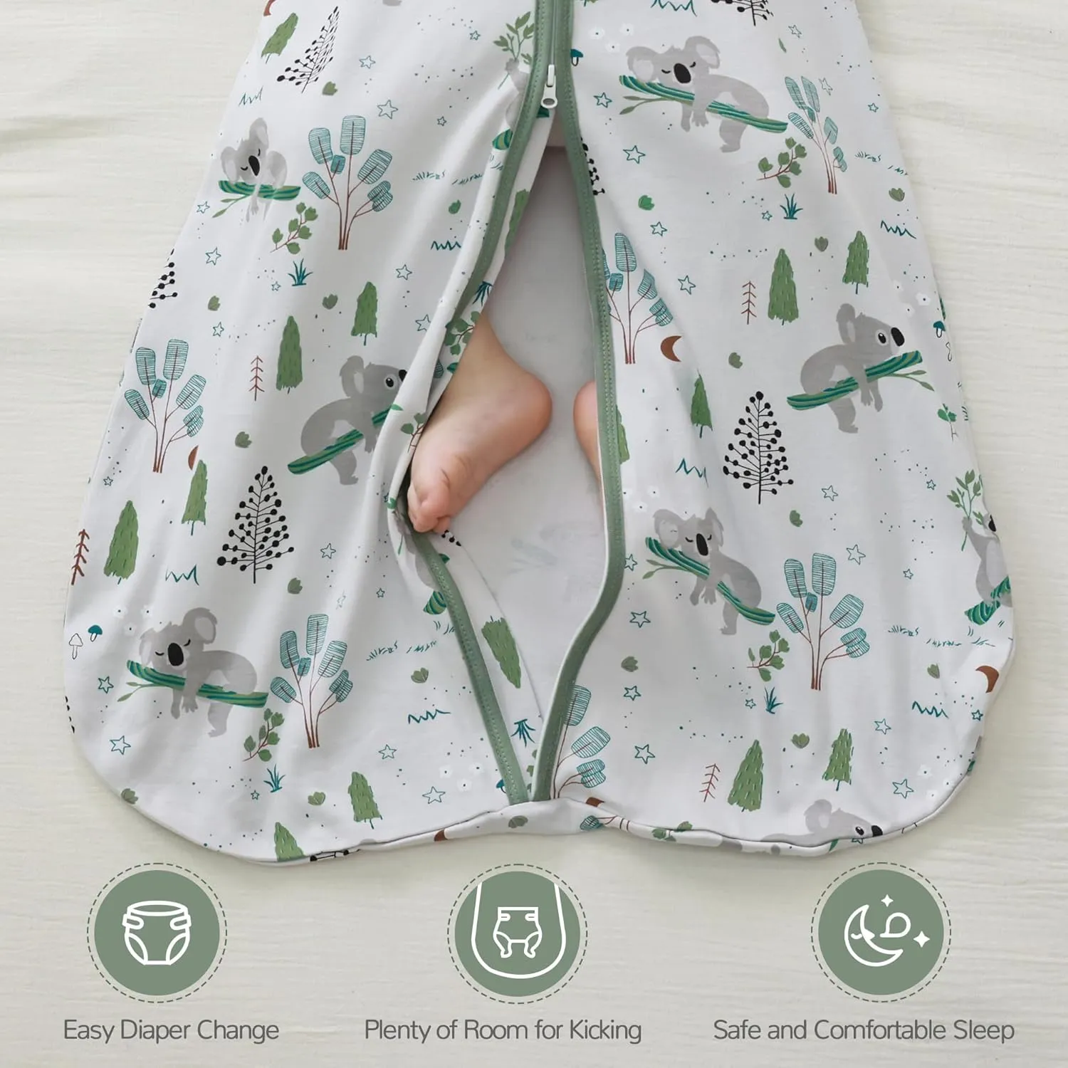 JELLYMONI Baby Sleep Sack 12-18 Months Wearable Blanket for Baby, 100% Cotton 2 Pack Infant Toddler Baby Wearable Blanket Lightweight Soft 2-Way Zipper Sleeping Sack